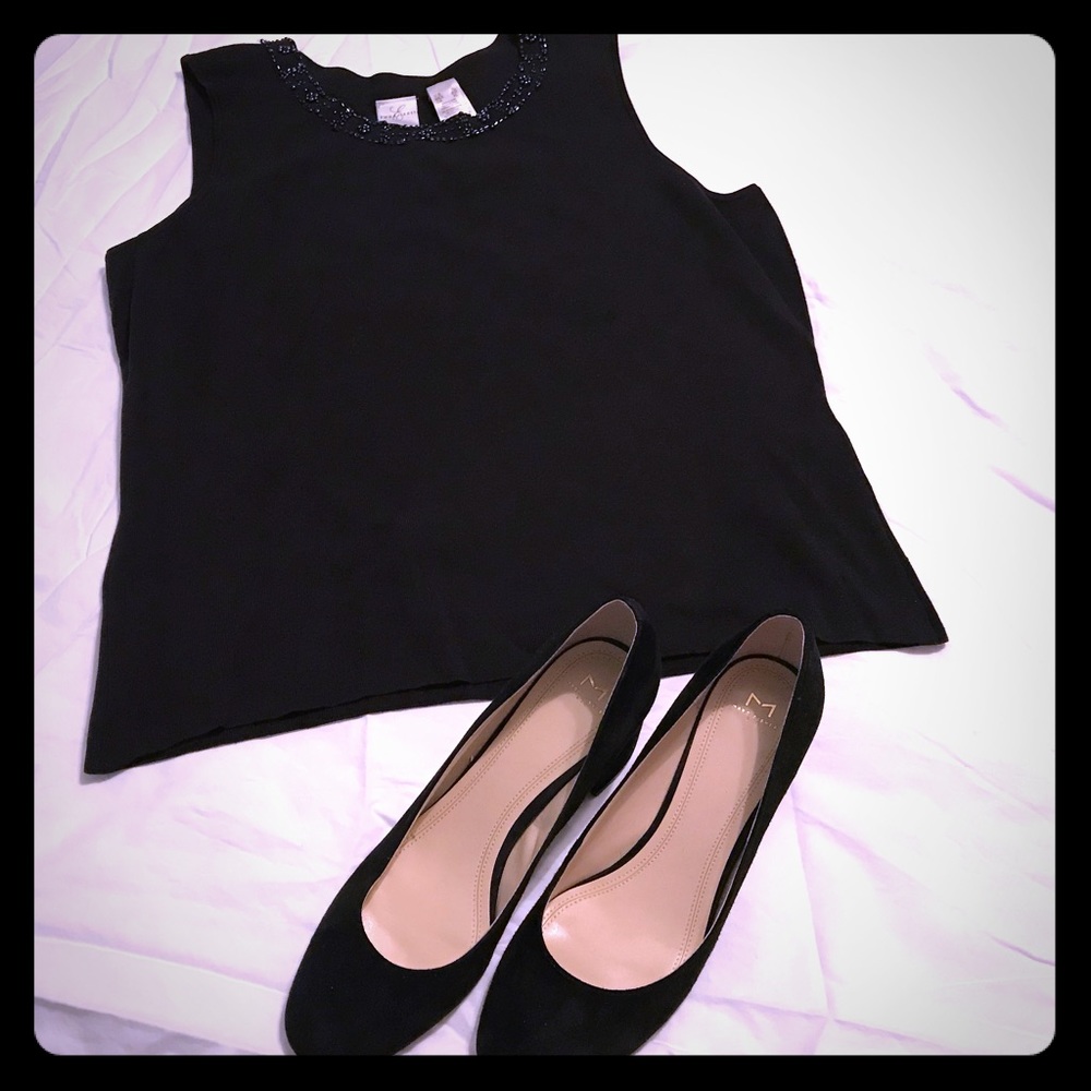 Black Beaded tank top - size XL